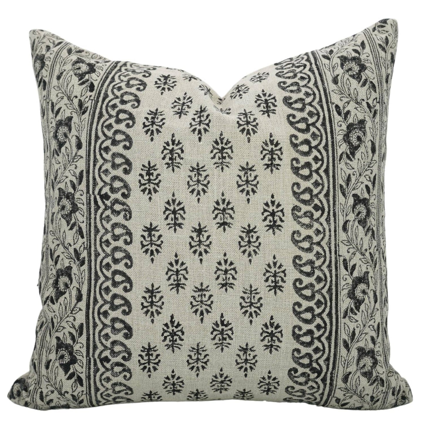 Flower Buta design on Thick Linen 20” X 20”. Pillow insert included.