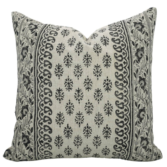 Flower Buta design on Thick Linen 20” X 20”. Pillow insert included.