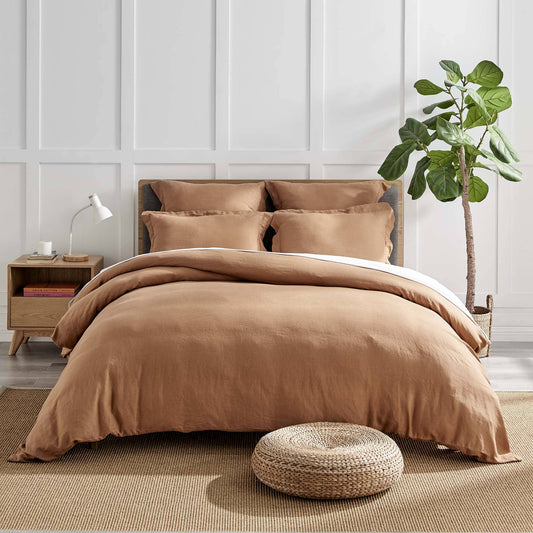 Washed Linen Duvet Cover: Sandstone / Queen