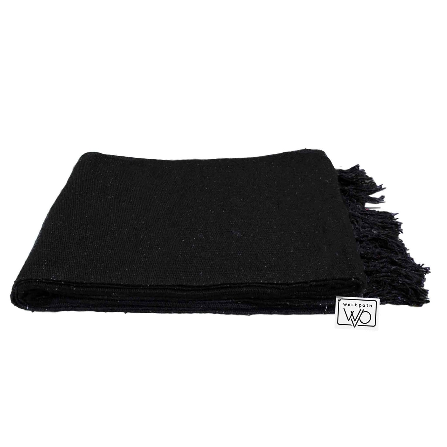 Solid Black Mexican Yoga Blanket