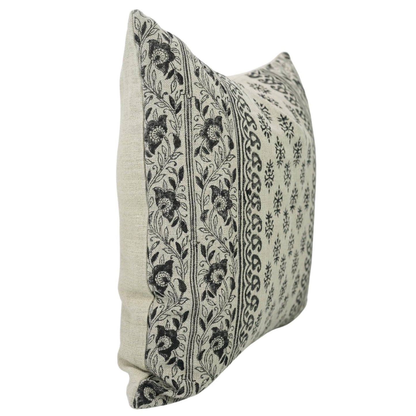 Flower Buta design on Thick Linen 20” X 20”. Pillow insert included.