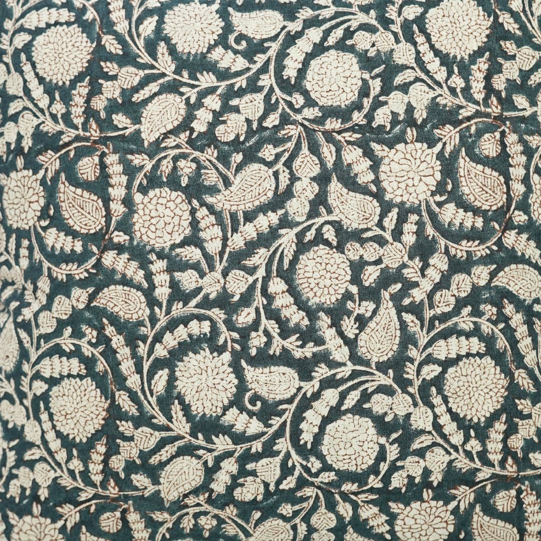 Handcrafted Block Print "Gopi" Cotton Linen Pillow 20x20 Inch