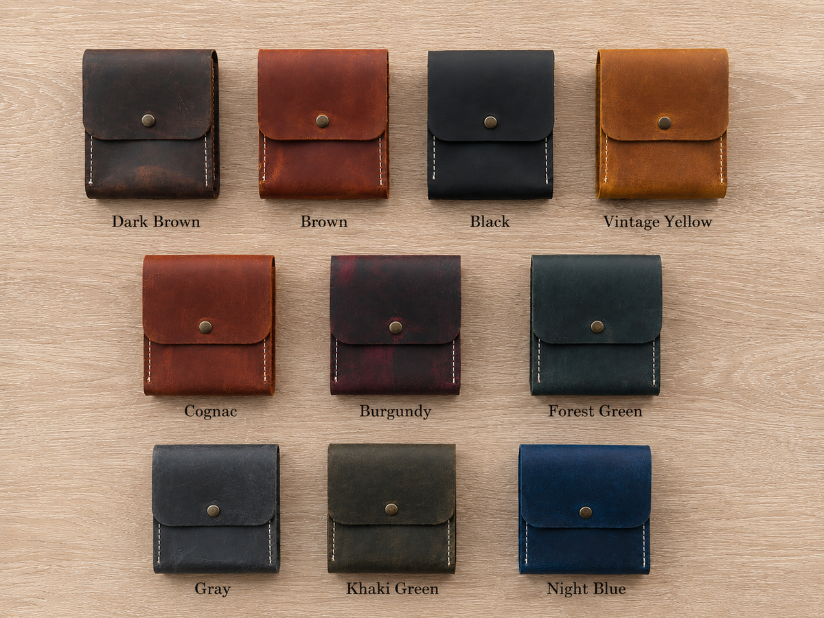 Leather Playing Card Case Holder, Poker Card Case Cover: Cognac