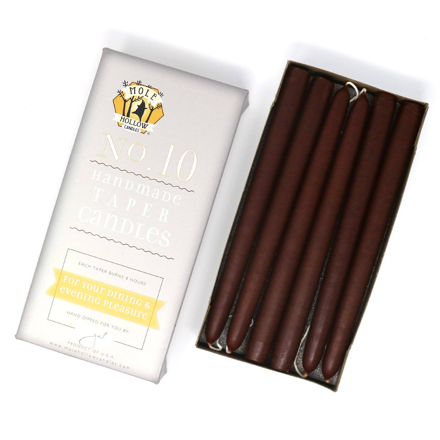 10" Hand Dipped Unscented Taper Candles - 39 Colors USA Made: Harvest Gold