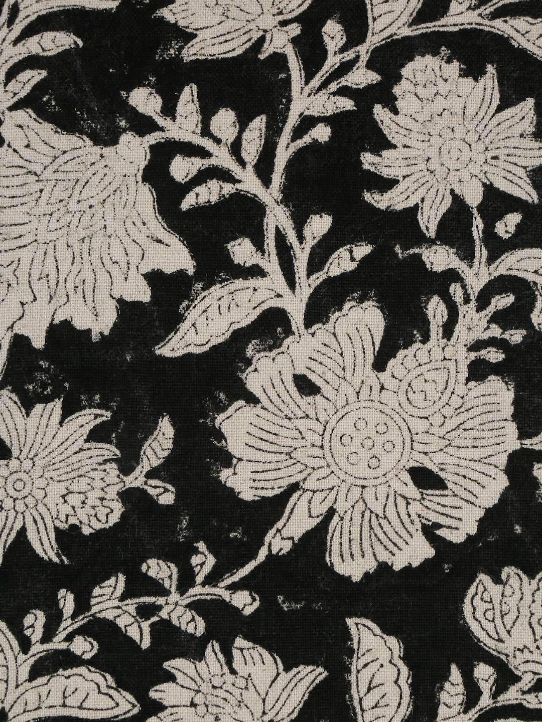 Floral Block Print Linen 20x20 Pillow Cover Handmade Decor: Without Pillow Insert