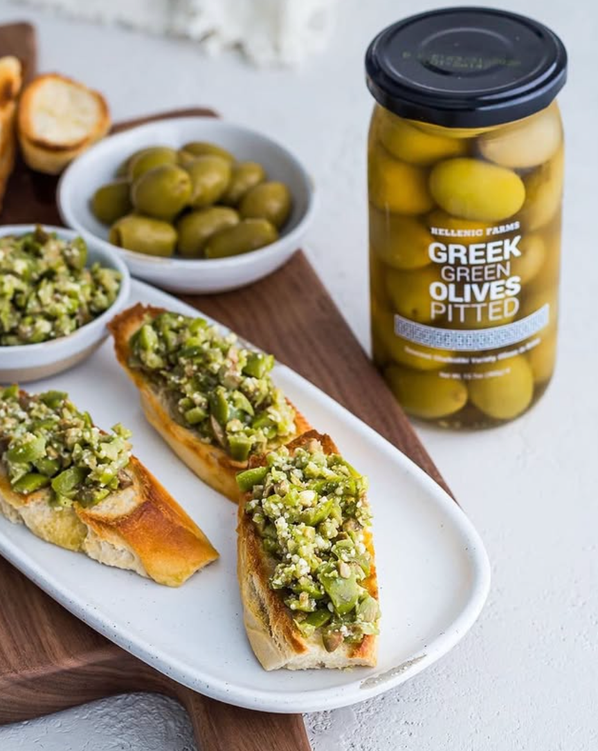 Pitted Greek Green Olives, Hellenic Farms 12.7 oz
