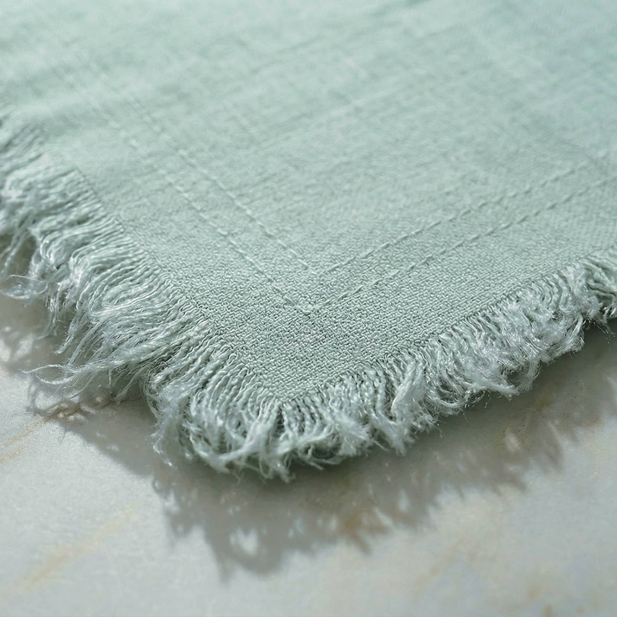 Fringed Raw Edge Pure French Linen Napkins Set of 4 -Sage