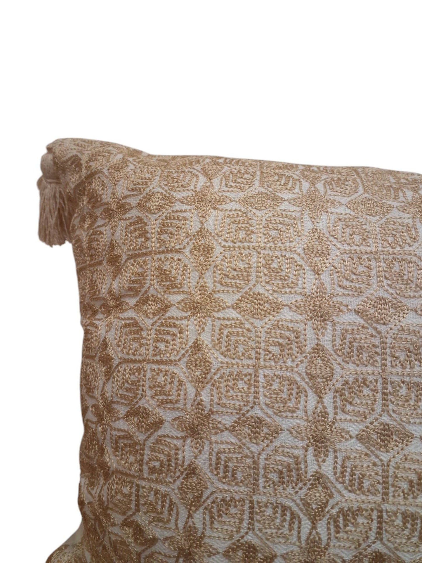 Golden Geometric Embroidery Pillowcase with insert: Without insert