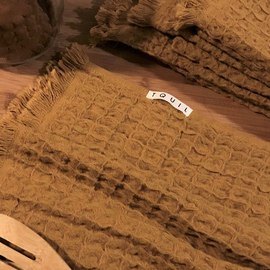 Outlet - Waffle Towel, Throw, : Small Mustard