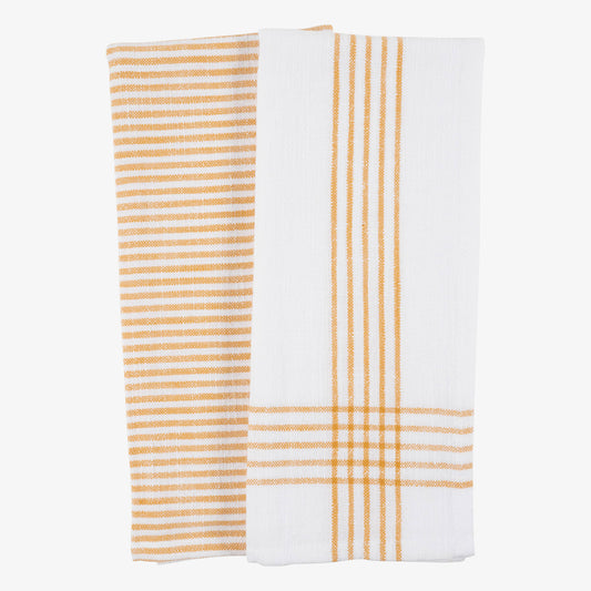 Slubbed Kitchen Tea Towel - 18" x 28": Ochre Set 2