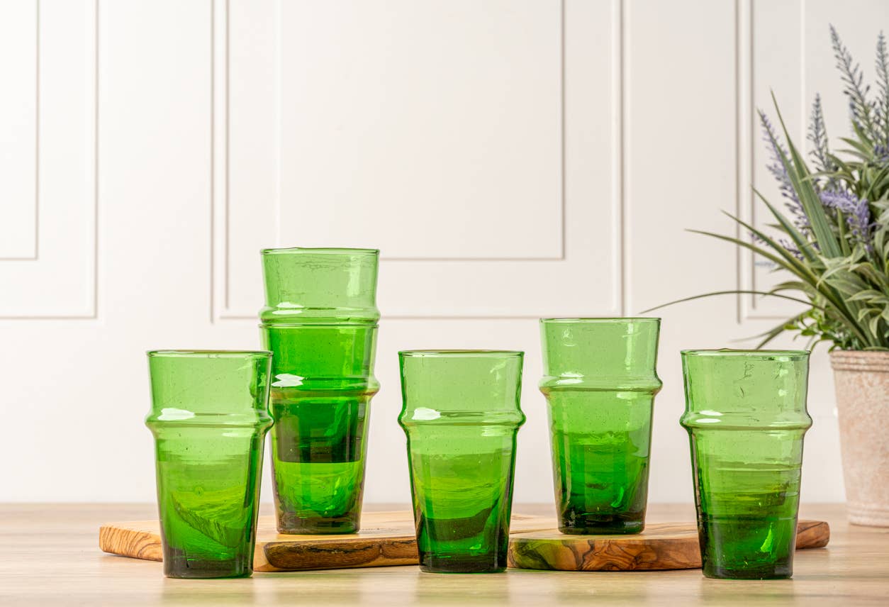 Moroccan Beldi Glassware - Green