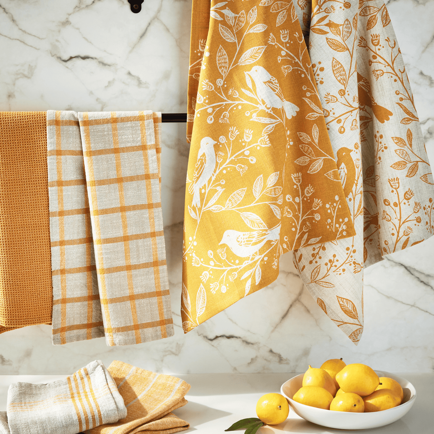 Canyon Woven Dishtowel Set/4 Ochre Cotton Everyday