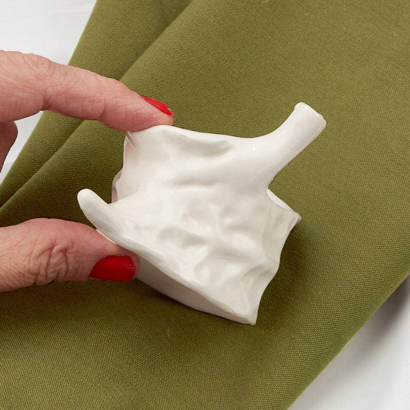 White Ceramic Leaf Napkin Ring