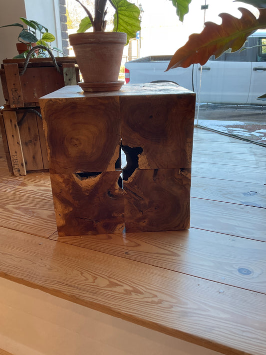Modern Teak Block side table
