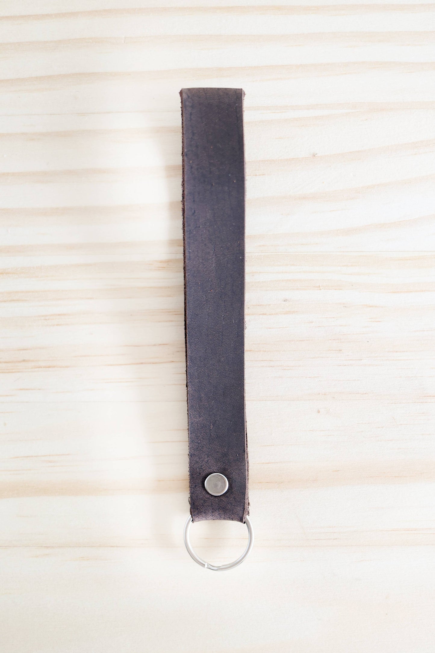 Leather Keychain Wristlet: Chestnut