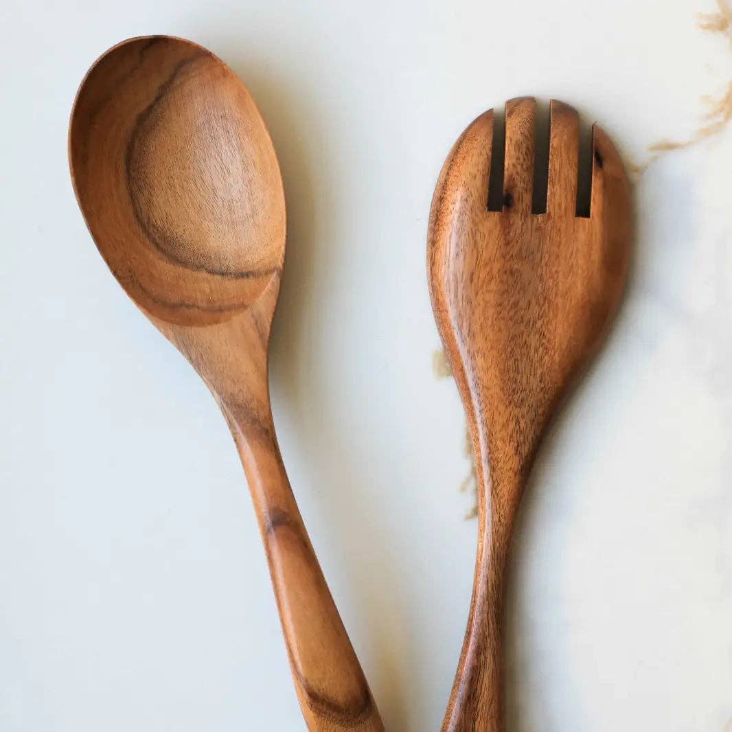 Teak Wood Salad Spoon and Fork: Large Fork