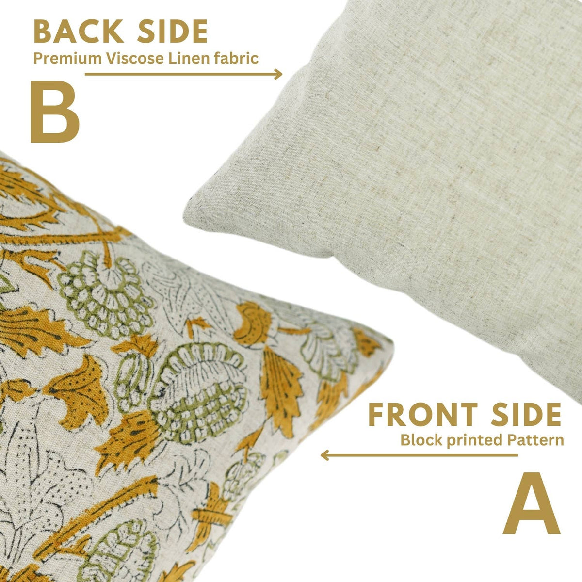 Handmade Block Print Viscose Linen Pillow Cover- Aakash: 20x20 Inch