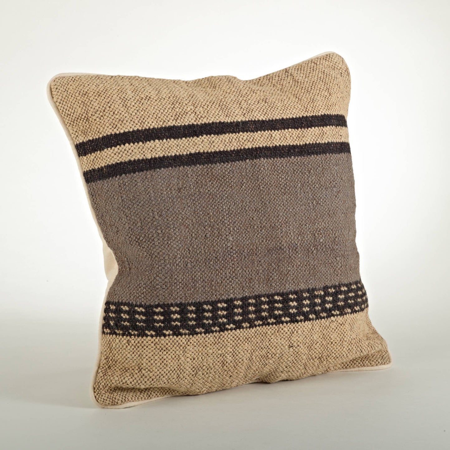 Kilim Design Throw Pillow With Down Filling: Multi / Down Filled / 20"