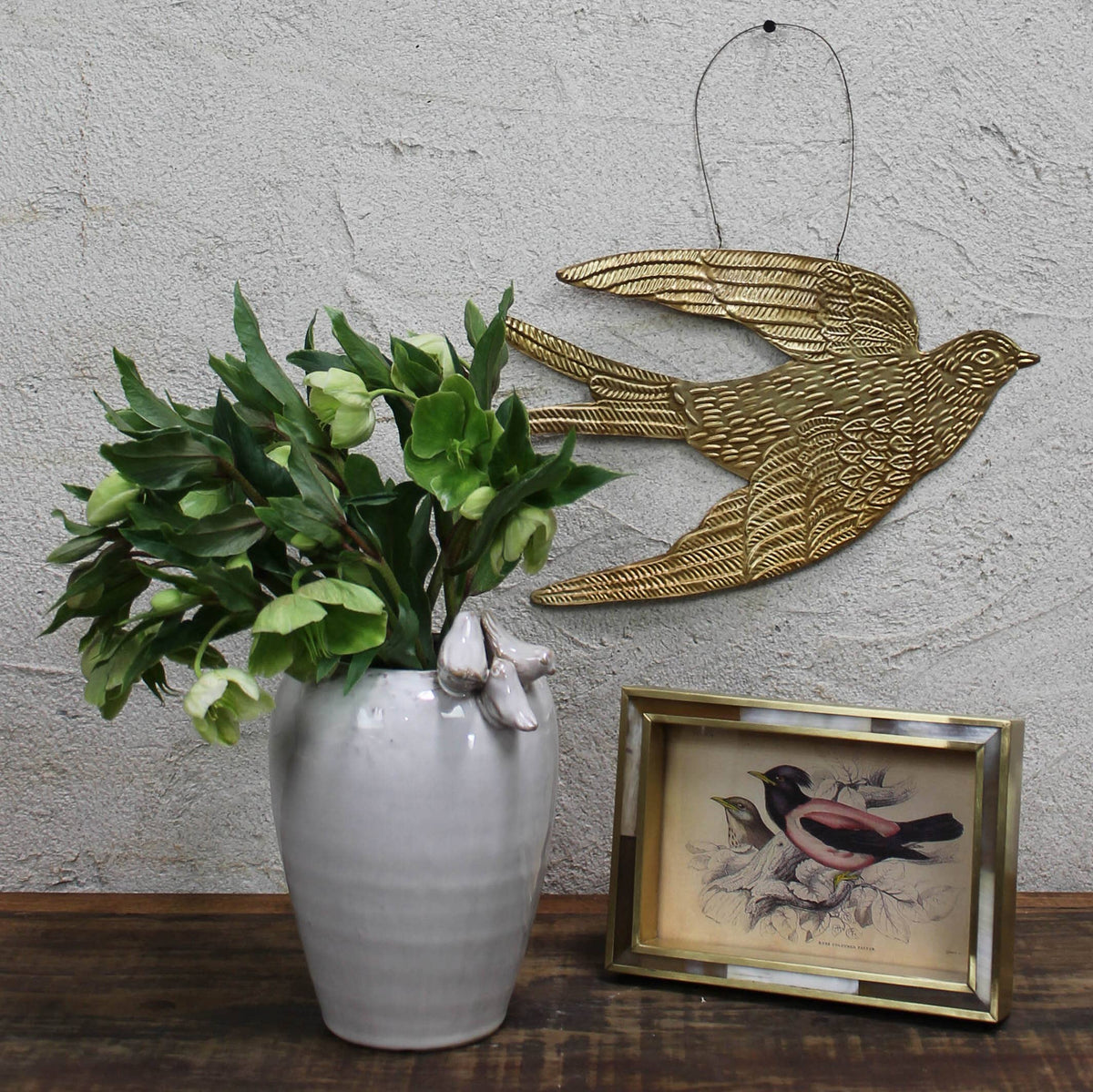 Bird Ornament, Antique Brass - Lrg