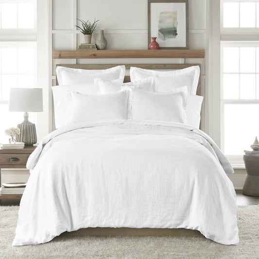 Washed  Linen Duvet Cover: White / Queen