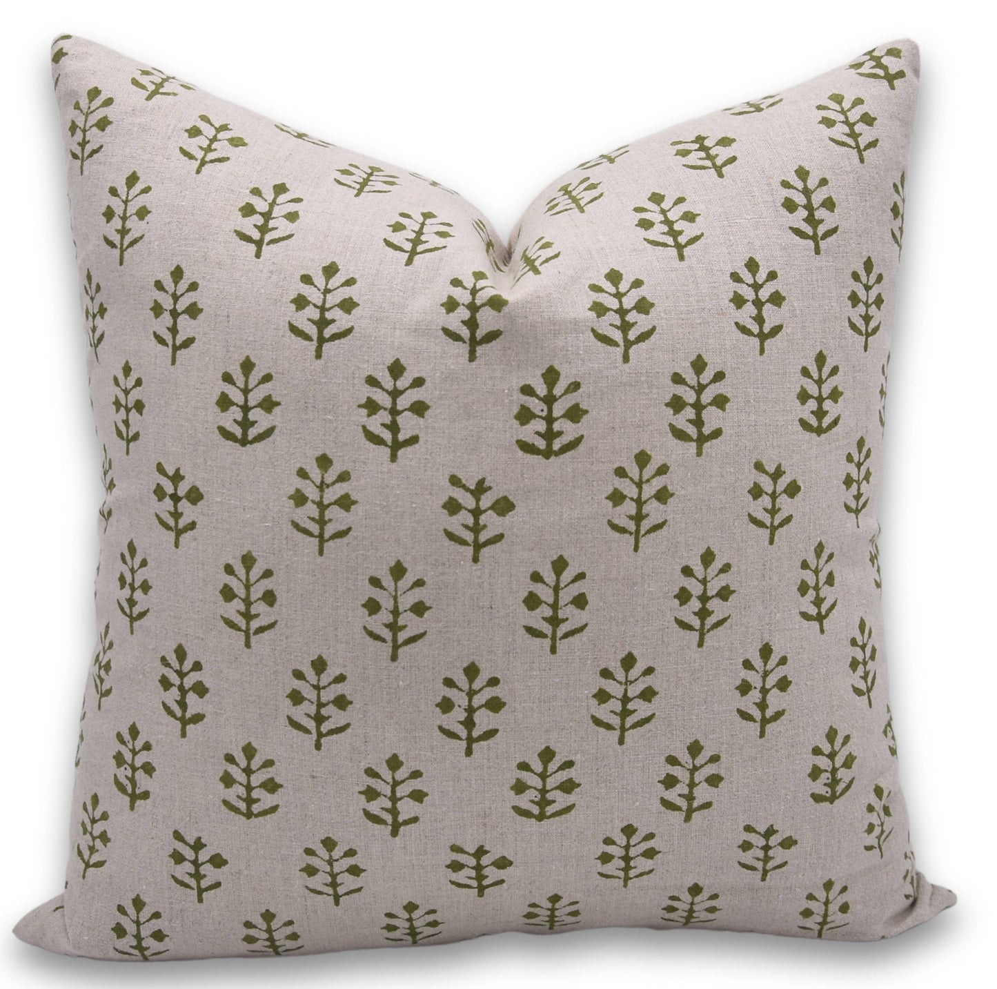 Decorative Pure Linen Hand Block Cushion Cover - Jaisalmer. One Side Print / 20x20 Inch with feather insert