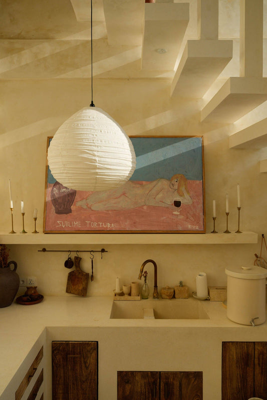 Pear Shape Linen Pendant Light Shade: Off White