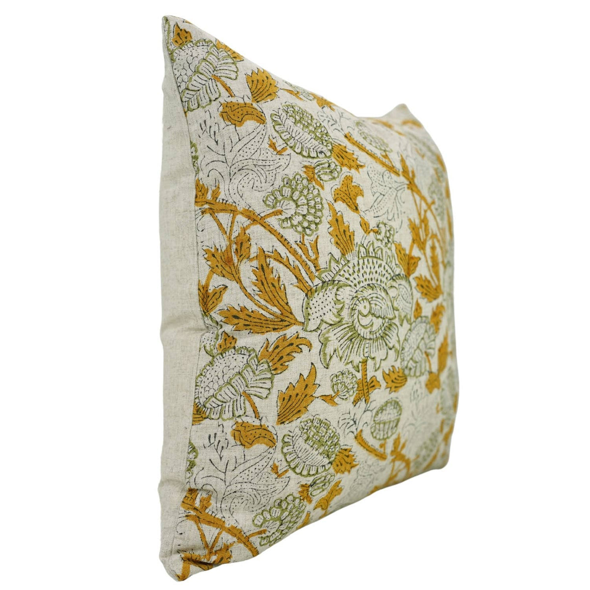 Handmade Block Print Viscose Linen Pillow Cover- Aakash: 20x20 Inch