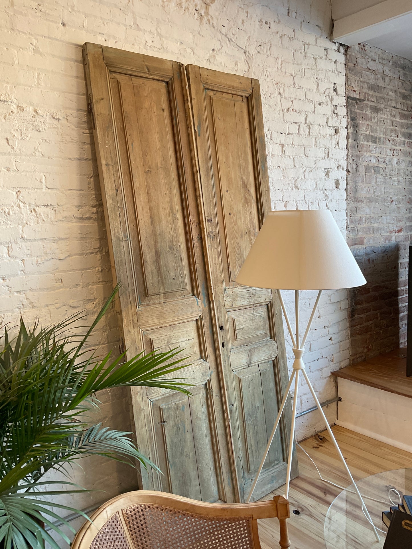 Antique French 3 panel pine doors c. 1800’s ( sold as a set)