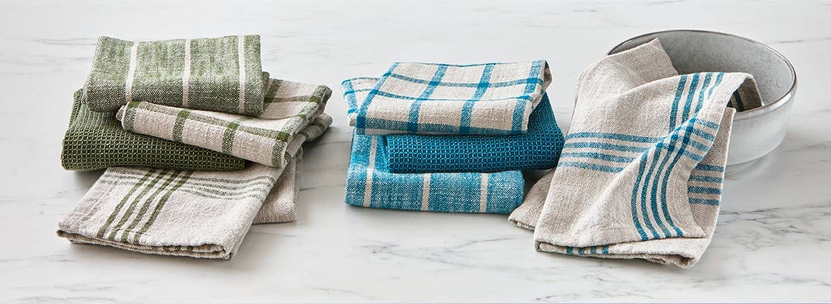 Canyon Woven Dishtowel Set 4 Midnight Blue Cotton Everyday