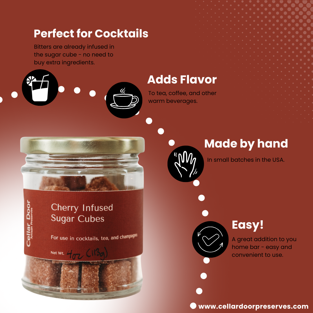 Cherry Infused Sugar Cubes -Jar 4oz