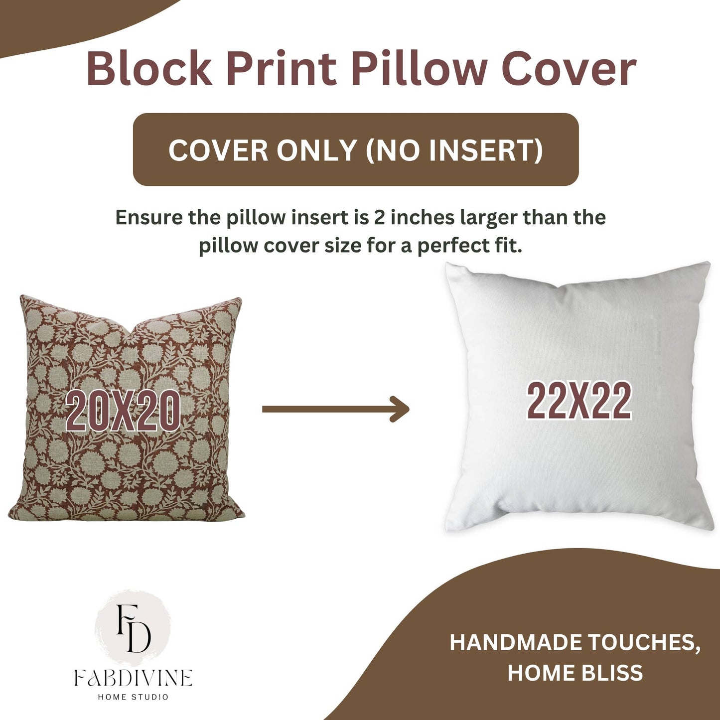 Block Print Boho Thick Linen Pillow Cover- Rajat: Thick Linen / One Side Print / 14x14 Inch