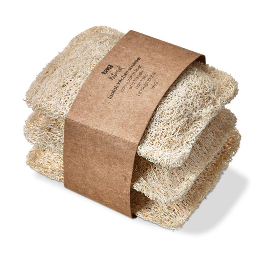 Loofah Kitchen Scrubber Set of 3 - Natural