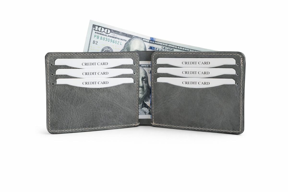 Men’s Full-Grain Crazy Leather Bifold Wallet Premium Leather: Light Brown