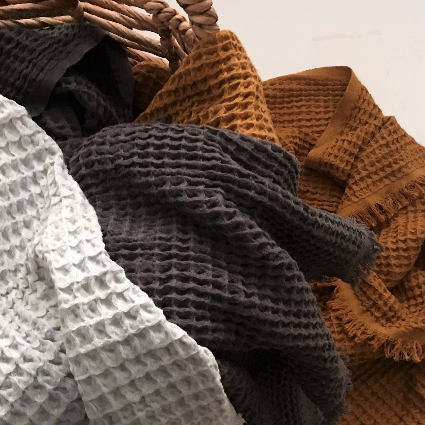 Outlet - Waffle Towel, Throw, : Small Mustard