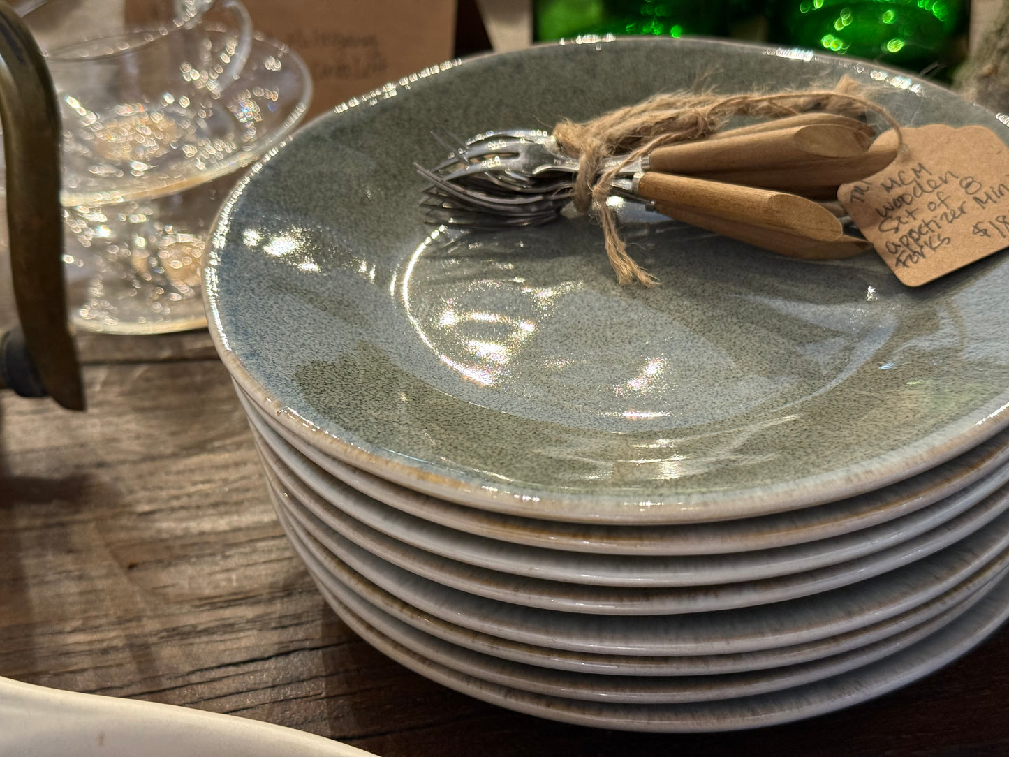 Reactive Glaze Appetizer Plate - Blue Green