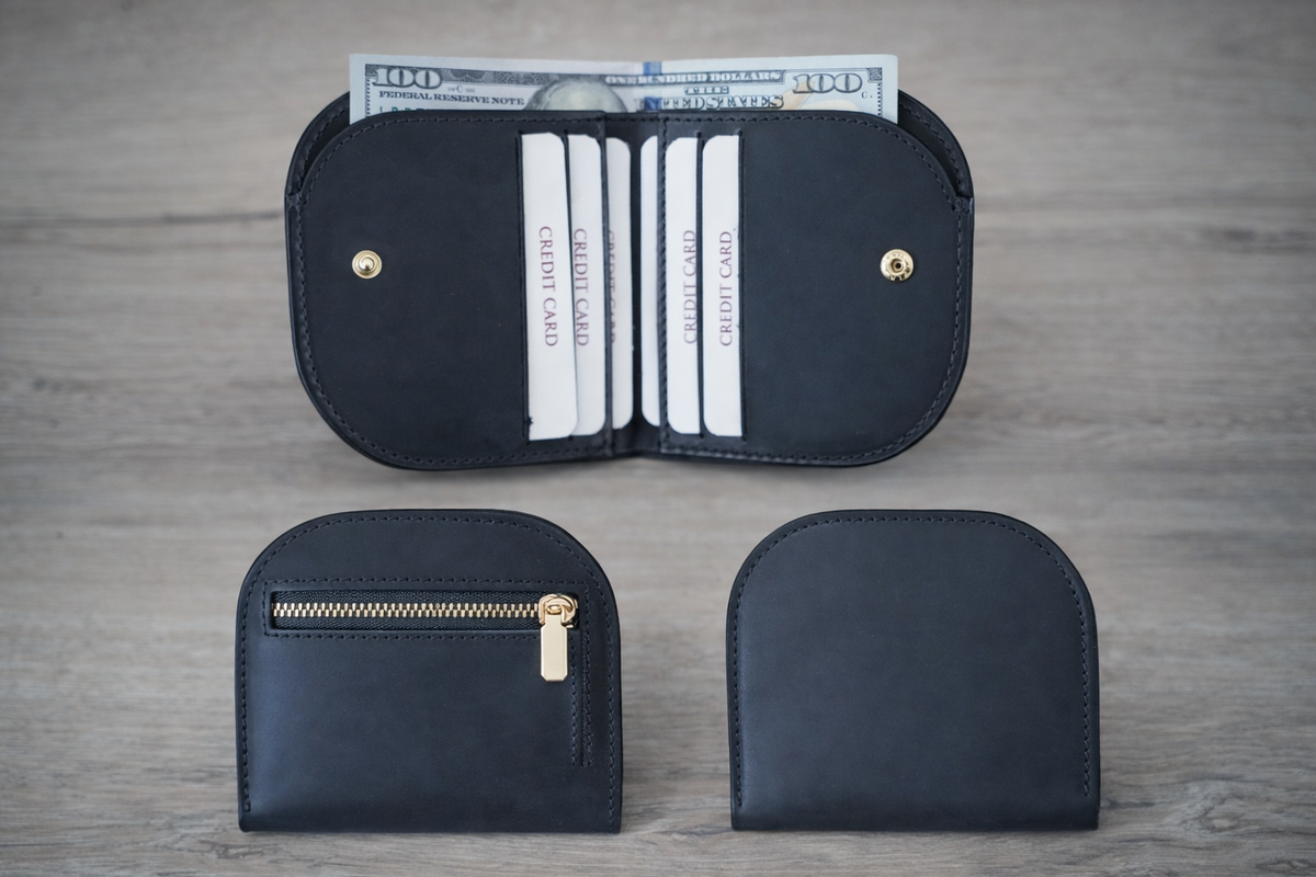 Genuine Leather Minimalist Wallet for Women: Green