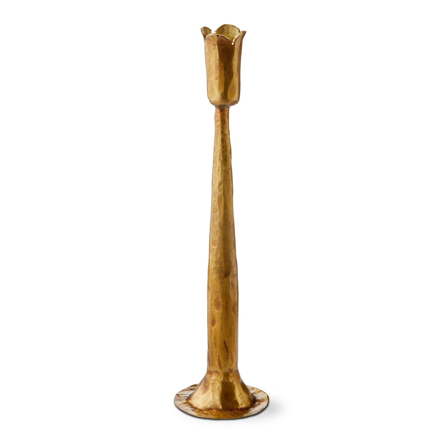 Tulip Taper Candle Holder Antique Brass Iron