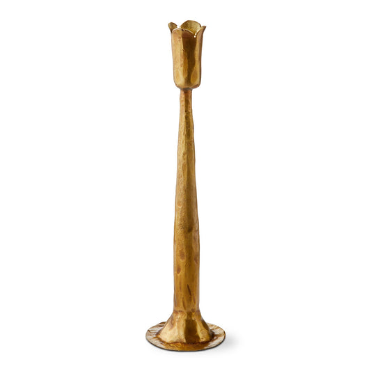 Tulip Taper Candle Holder Antique Brass Iron