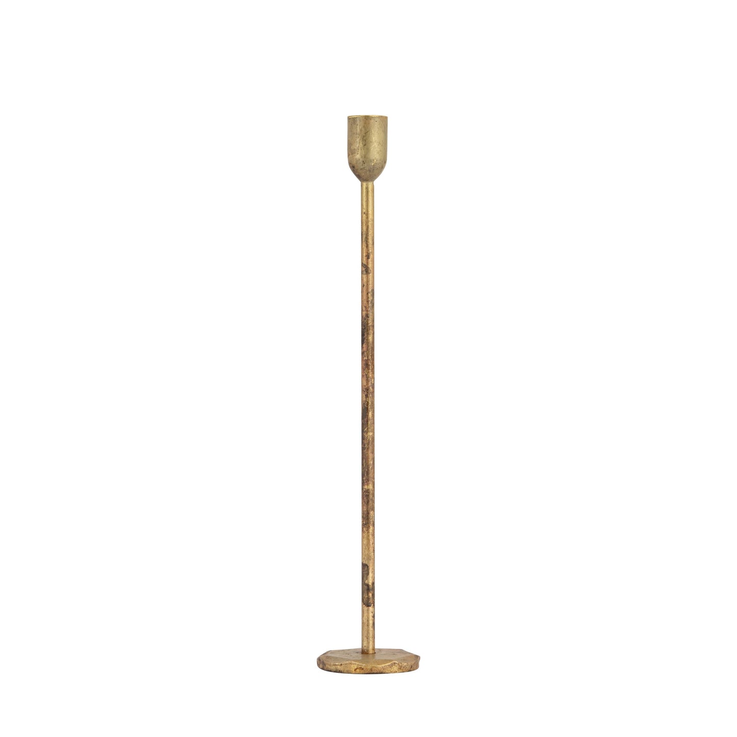 Aged brass candle holder 12" x Dia 2.25"