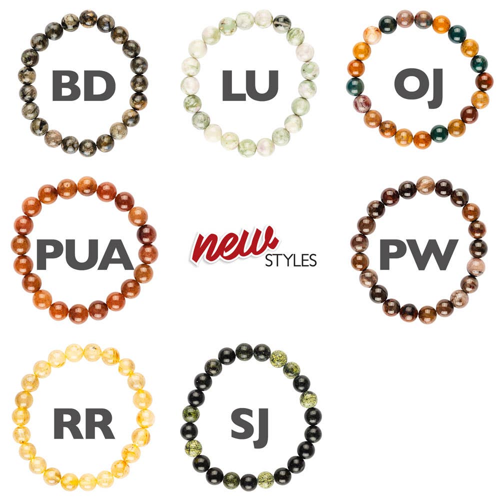 8 MM ENERGY BEAD BRACELETS: ZEBRA STONE