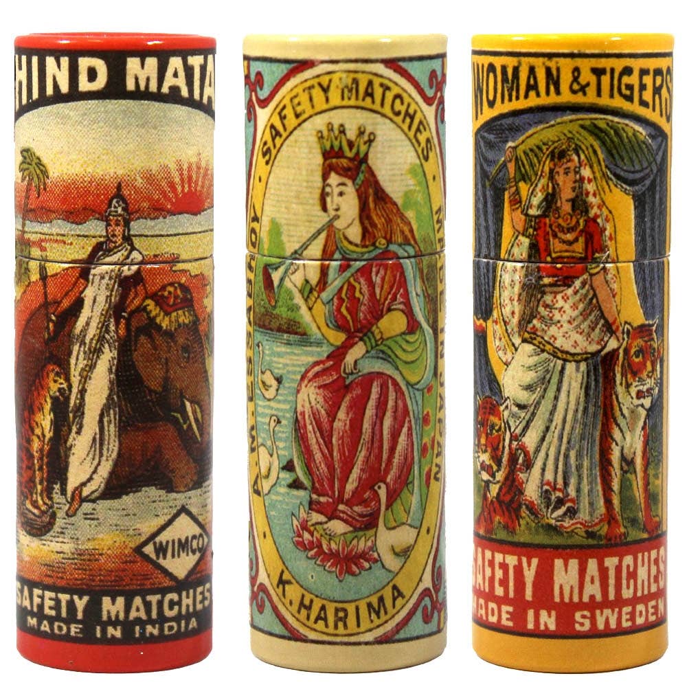 ANN459 - Vintage Women Match Ad Sml Tube Matchboxes