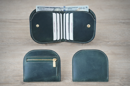 Genuine Leather Minimalist Wallet for Women: Green