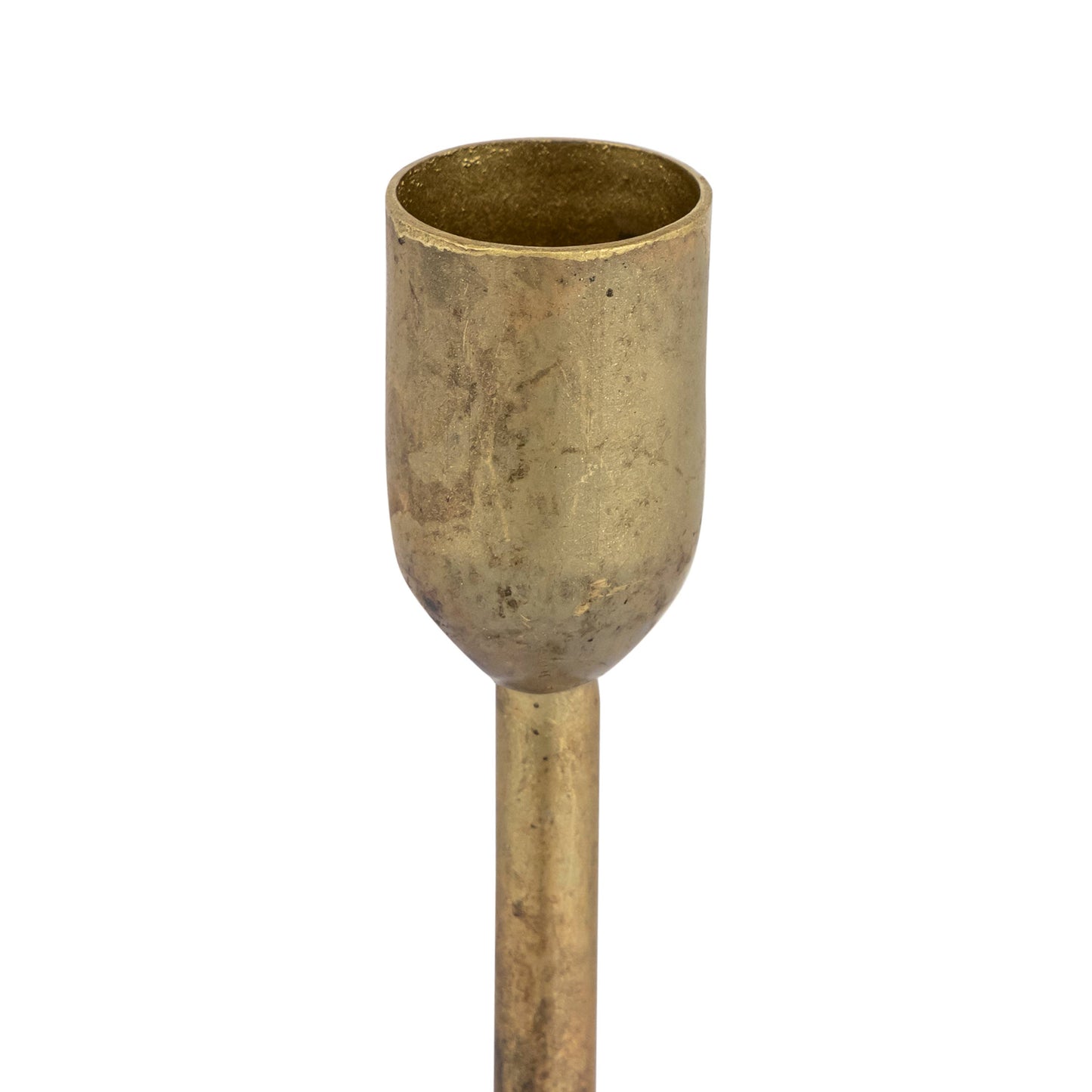 Aged brass candle holder 12" x Dia 2.25"