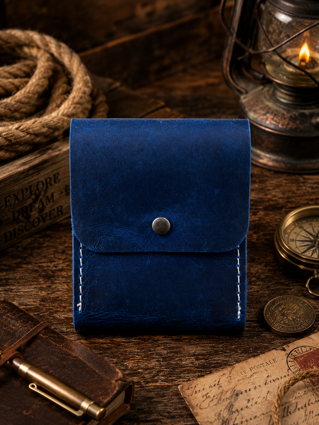 Leather Playing Card Case Holder, Poker Card Case Cover: Cognac
