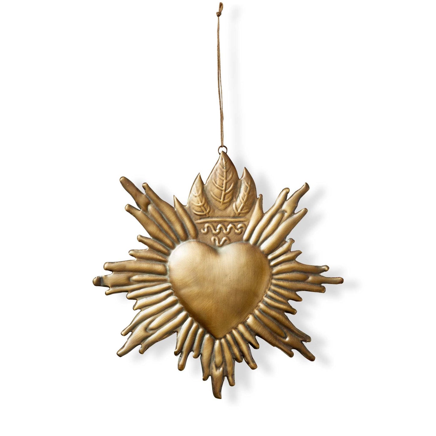 Sacred Heart Hanging Decor in Antique Brass / 100% iron
