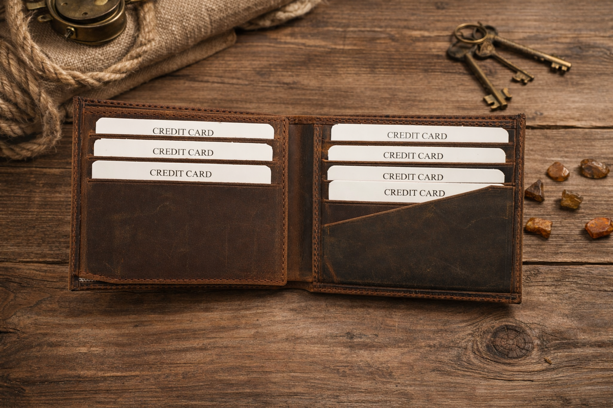 Full Grain Leather Wallet, Leather Bifold Mens Wallet: Brown