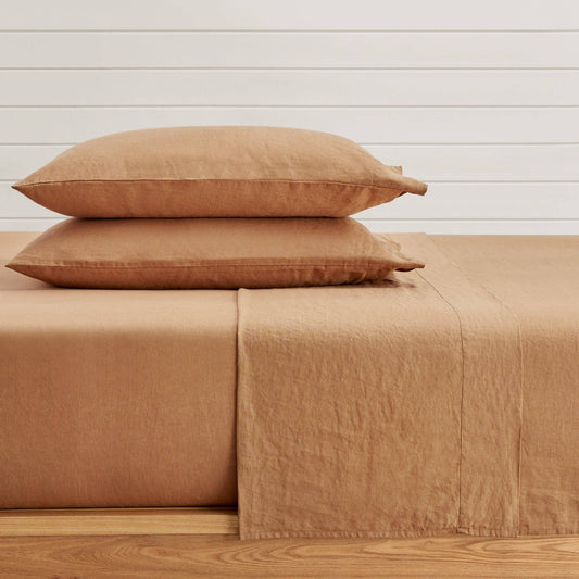 Washed Linen Sheet Set: Sandstone / Queen
