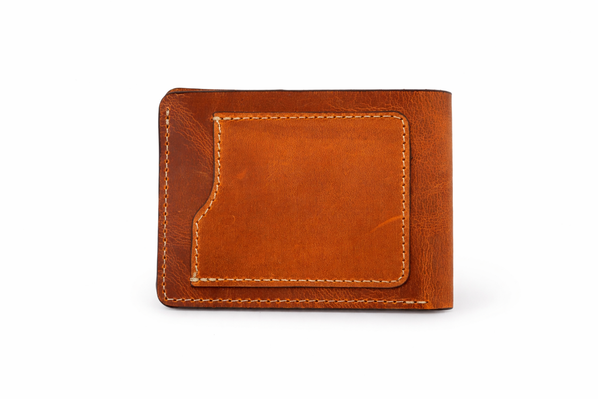 Men’s Full-Grain Crazy Leather Bifold Wallet Premium Leather: Light Brown
