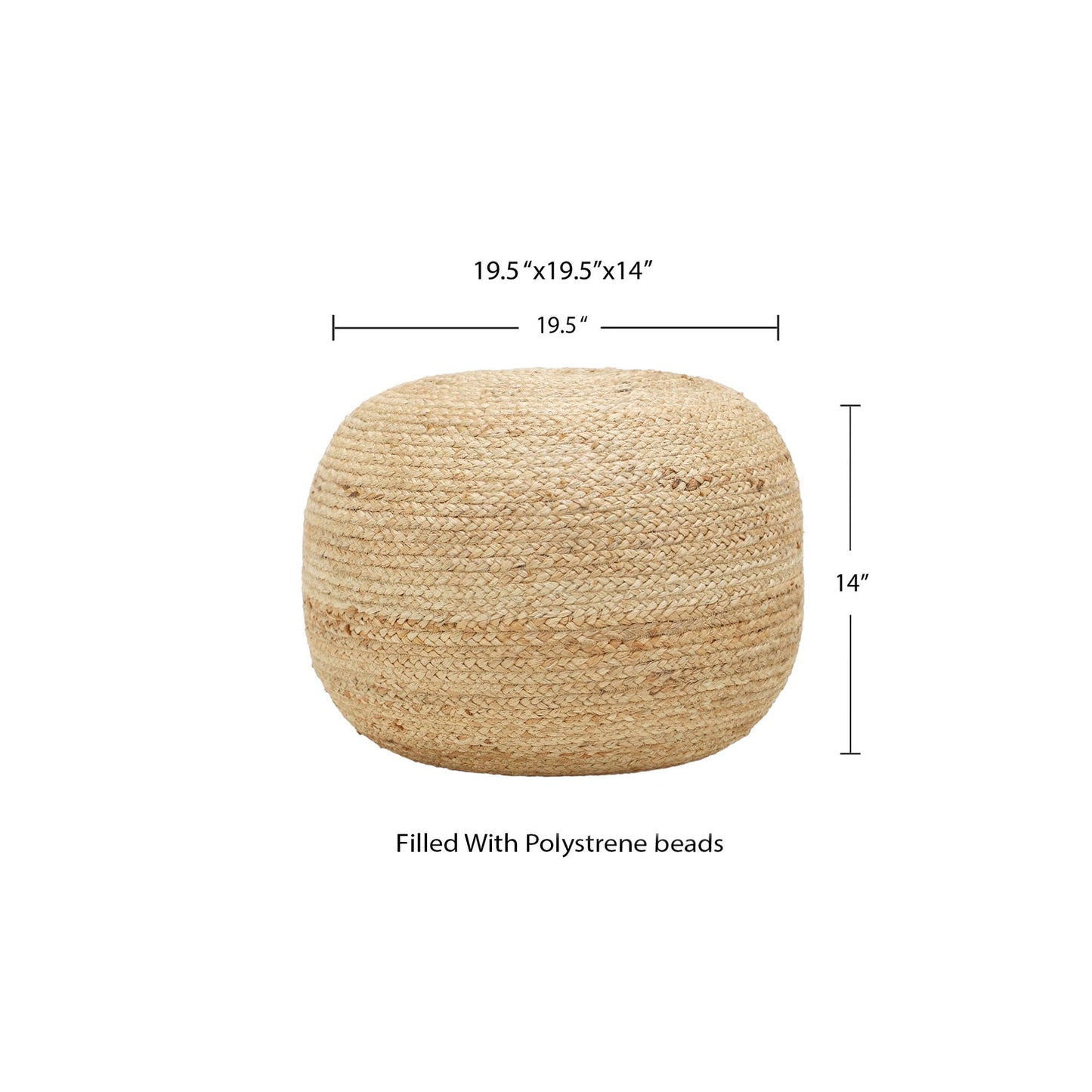 · REDEAR  Jute Circular Pouf (19.5"x19.5"x14"; Jute Natural): Jute Natural / (19.5"x19.5"x14") Pack of 1