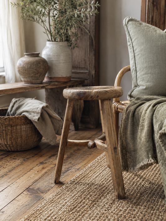 Vintage Round Village Stool